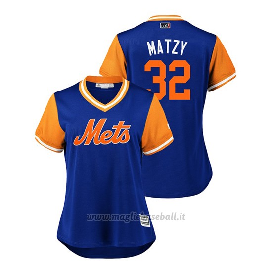 Maglia Baseball Donna New York Mets Steven Matz 2018 Llws Players Weekend Matzy Royal